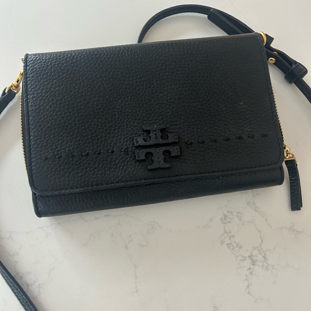 Tory Burch Black Pebbled Leather Crossbody